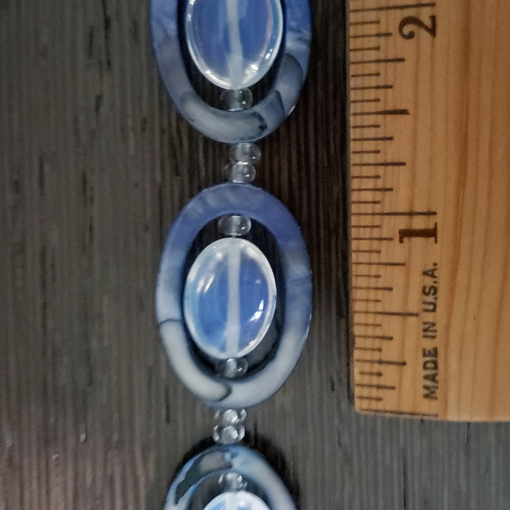 🔥HP🔥 VTG Opalite / Abalone Link Necklaces, blue tone - Picture 11 of 13
